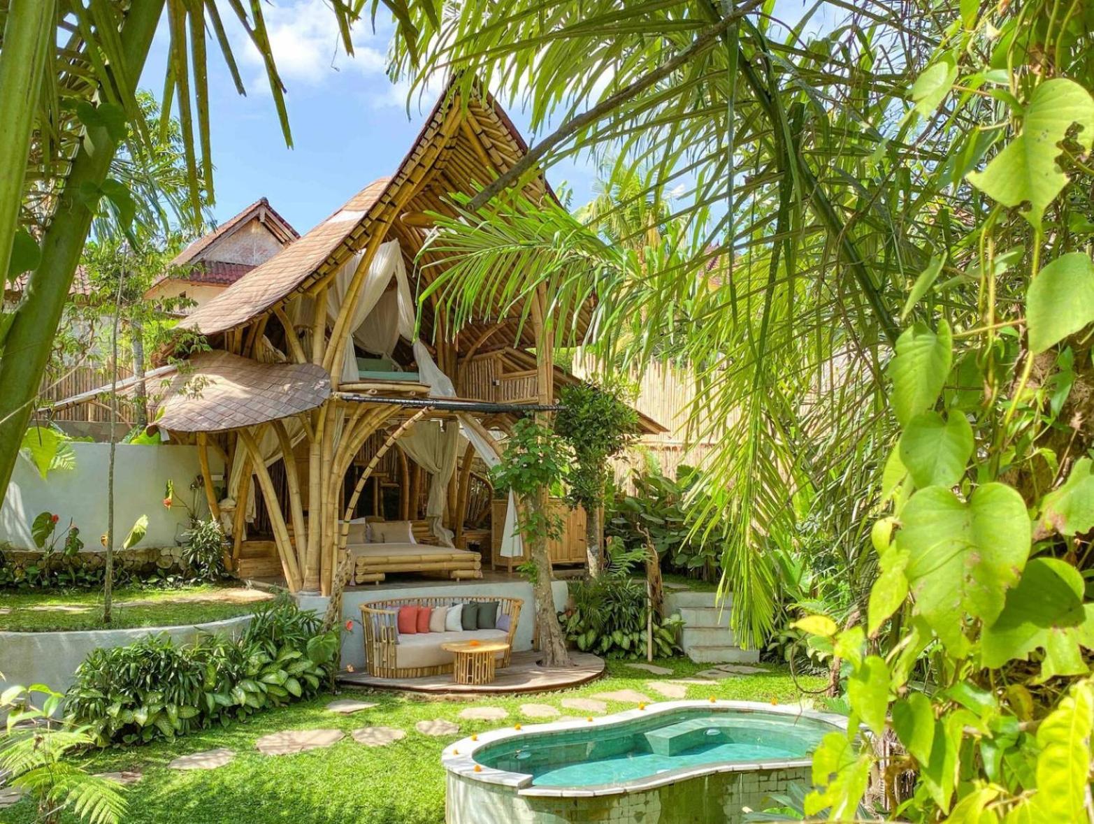Wahem Eco Bamboo - Magical Bamboo House Ubud Bali Villa Værelse billede